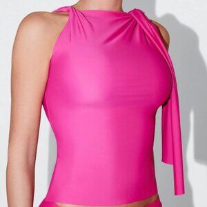 Khy Sleek Stretch Knotted Top Fuchsia Size XS